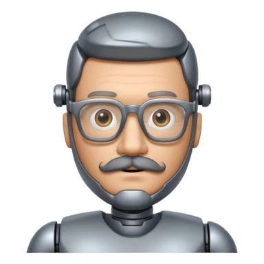 robotic man with glasses mustache  sticker