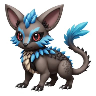Cute cool realistic colorful exotic Trico-Protogen-Fakémon-Pokémon-Vernid-Fionbri-hybrid-creature dark (full body) sticker