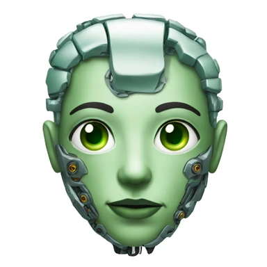 Cyborg head with green eyes and green hair sticker