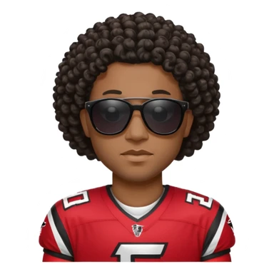 Black man with black sunglasses and curly hair in Atlanta falcons jersey sticker