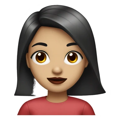 Girl with black hairs black eyes with red lips and laptop sticker