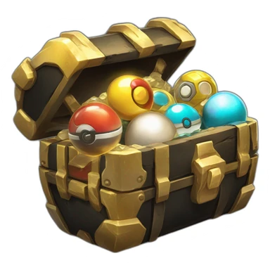 Pokemon Game LootCase BlackMystery ShinyGlow Color Rich Treasure Legendary Epic Pokeballs and Pokemons Inside sticker