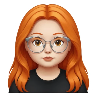 girl with chubby cheeks, very long orange hair, and silver cat-eye glasses. Black clothes sticker