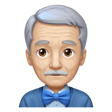 old man tied with blue bow sticker