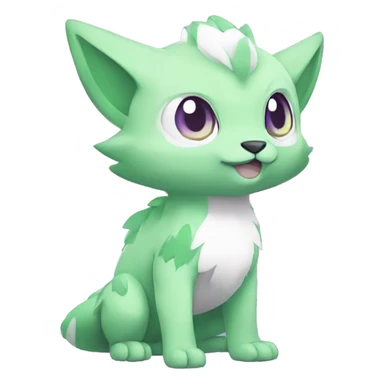 Cute cool green white purple animal hybrid Fakemon full body sticker