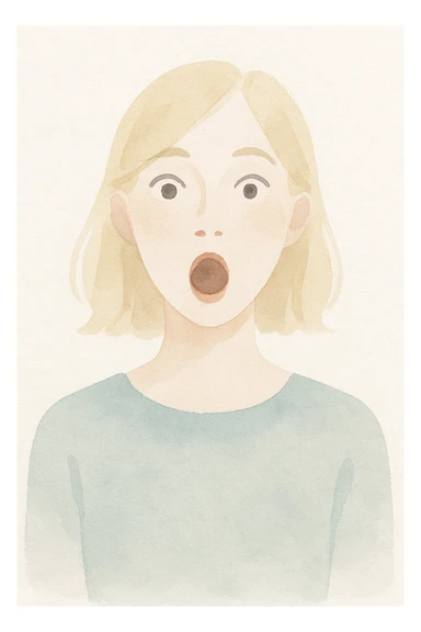 an aesthetic shocked blonde woman, watercolor effect, dreamy, delicate, light background sticker
