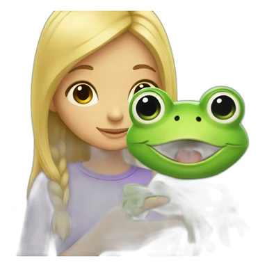 girl with frog sticker