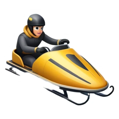An icon featuring a sleek sled speeding down a snowy hill, with a snowy landscape and pine trees in the background. The motion lines and slight snow spray emphasize the thrill of the ride. Transparent background highlights the excitement and fun of sledding. sticker