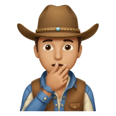 cowboy making oops expression covering mouth sticker