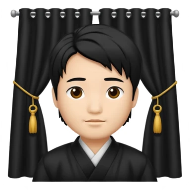 asian man with black curtains hair sticker