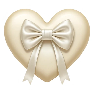 white heart with cream bow sticker
