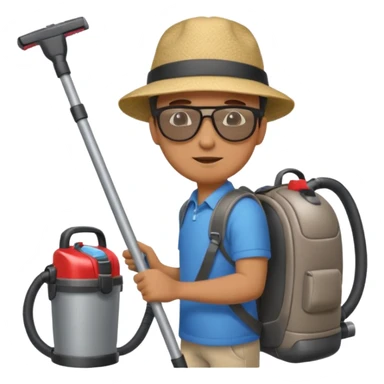 Dude cleaning car with a vacuum in a backpack sticker