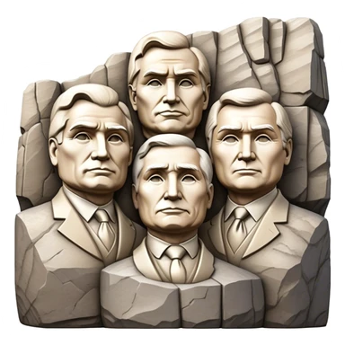 Cinematic Realistic Mount Rushmore Landmark Emoji, featuring the carved faces of four U.S. presidents, etched into the granite mountainside with dramatic lighting accentuating the rock textures. sticker