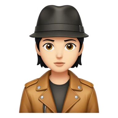 copilot black hair adventure leather jacket indiana sticker