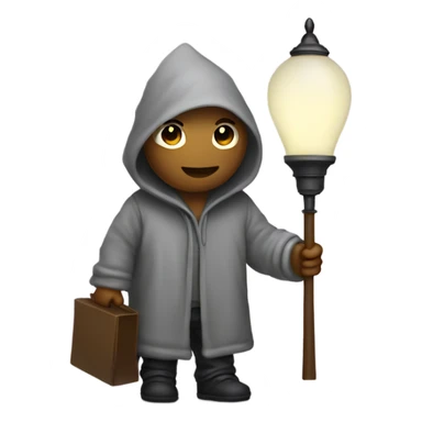 Hooded person carrying lamp sticker