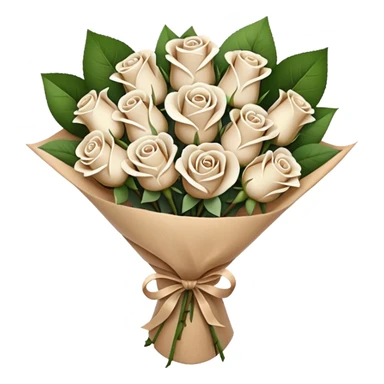 white roses bouquet in brown paper sticker