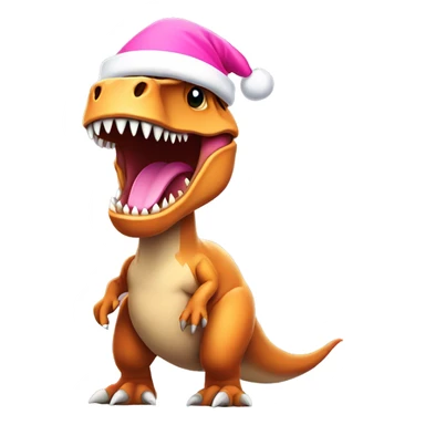 T-rex wearing a pink santa hat sticker