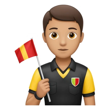 A young referee holding a flag, focused on the match. sticker