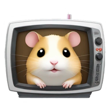 a cute hamster sleeping in a TV set with antennae. sticker