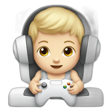 white Baby playing xbox sticker