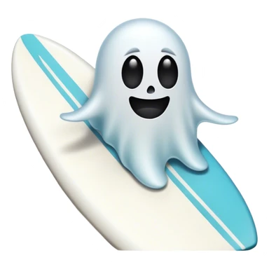 Ghost emoji on a surfboard  sticker