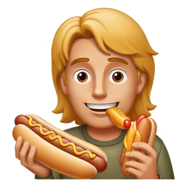Picture of Mick eating a hot dog sticker