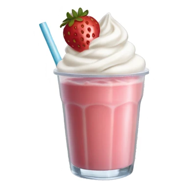strawberry smoothie, transparent straw, add whip cream  sticker