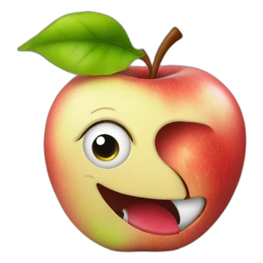 Apple with worm popping out sticker