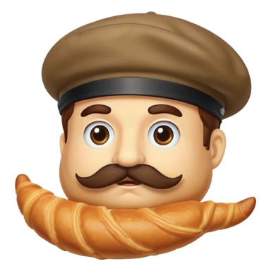 Croissant in french hat and with french moustache sticker