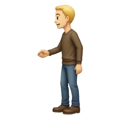 A man holding his hand near place where feet start sticker