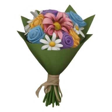 Bouquet of flowers wrapped up in newspaper sticker