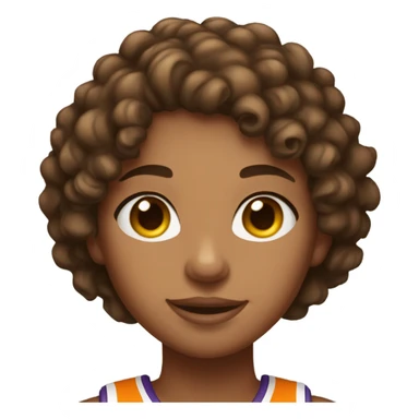 Basketball girl with curly short brown hair and brown eyes and she’s tan sticker