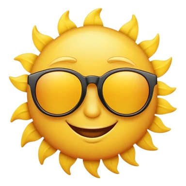 bright yellow sun with cool sunglasses and a cute smiling face sticker