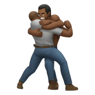 man fighting another man to protect his wife sticker