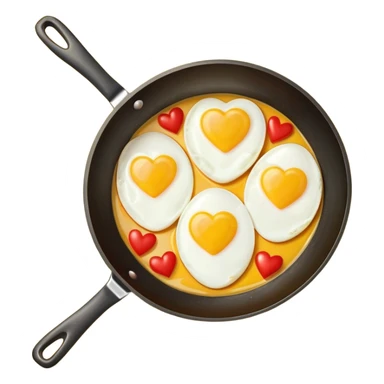 cooking pan with heart-shaped eggs sticker