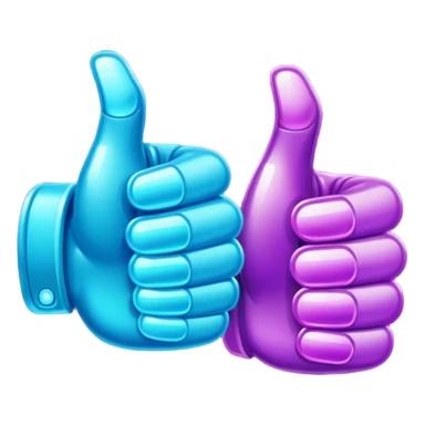 Glitter purple and cian thumbs up sticker