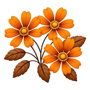 Brown and orange flowers on a plain white background  sticker