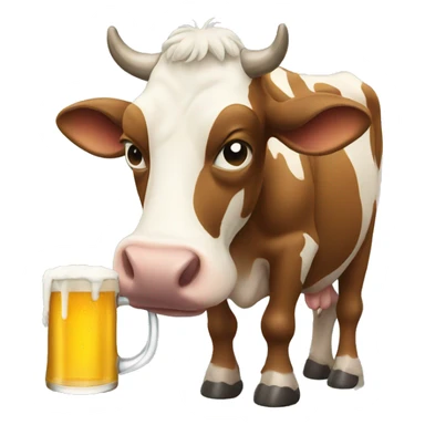 Cow drinking beer sticker