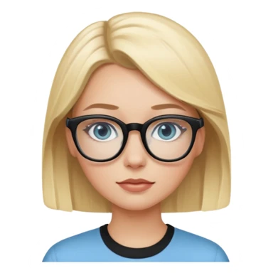 Blonde white girl with light blue eyes and black rimmed glasses sticker
