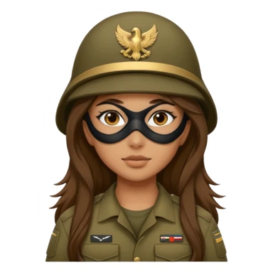 girl soldier with masks and long brown hair sticker