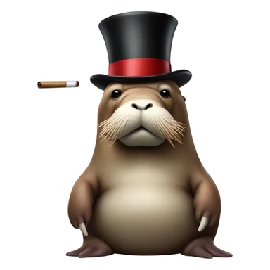 Walrus in top hat with cigar sticker