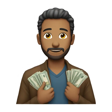 hombre embarazado con un fajo de billetes sticker