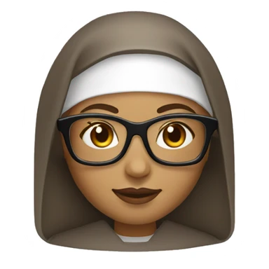Female nun medium skin tone with curly hair wearing spike Lee glasses  sticker