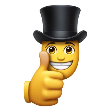 Thumbs up with small tophat on the thumb sticker