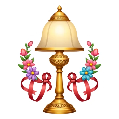 May Day celebration lamp with flowers and ribbons sticker
