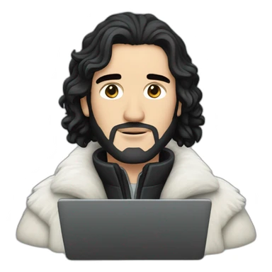 John Snow in a coat on a laptop sticker
