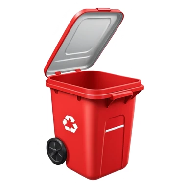Red trash can with opened lid sticker