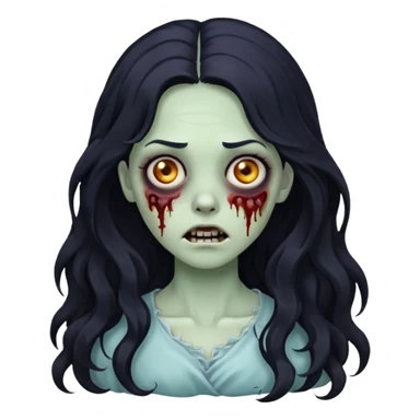 zombie girl with long wavy black hair sticker