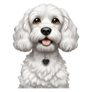 Dog black cockapoo with white chest and black eye sticker