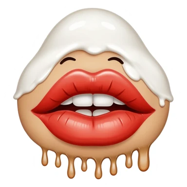 plump lips with white paint dripping off sticker